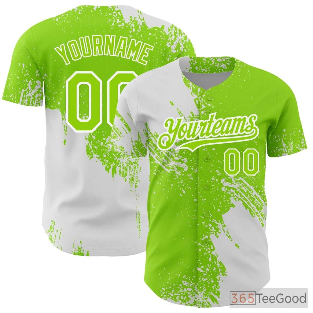 White & Green Baseball Jersey Tee - Custom Stitched Name & Number Option