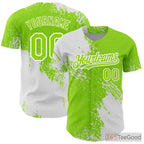 White & Green Baseball Jersey Tee - Custom Stitched Name & Number Option