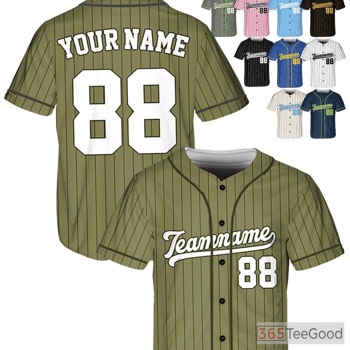 White & Green Baseball Jersey Tee - Personalized for Men & Women with Custom Name & Number