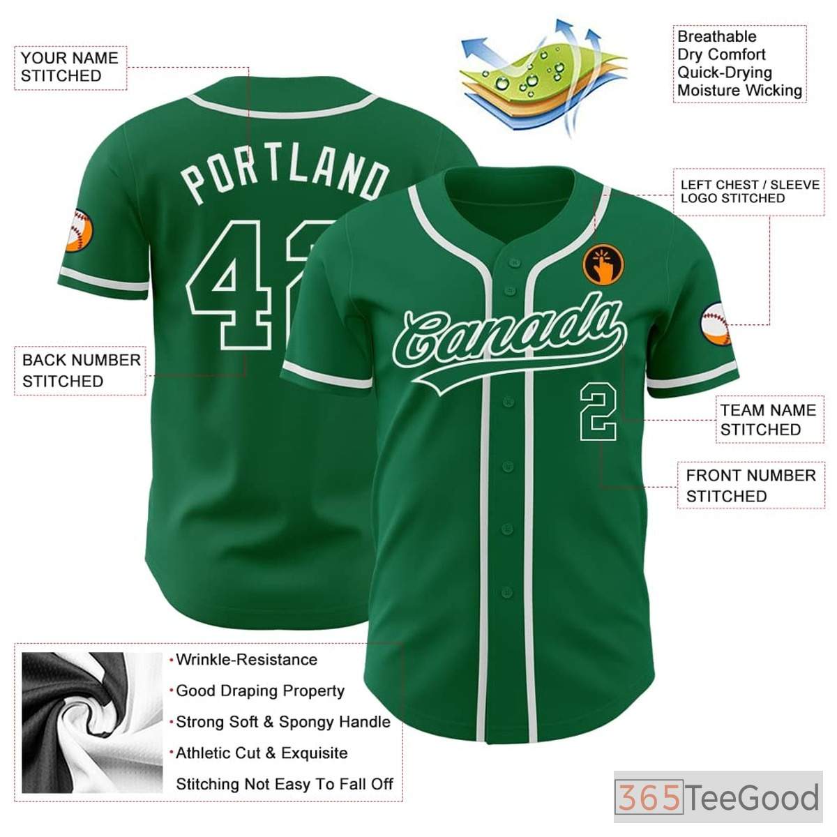 White & Green Baseball Jersey Tee for Men & Women - Design Your Own Personalized Look