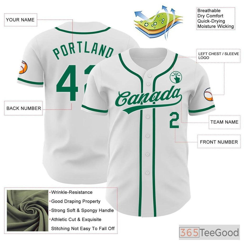 White & Green Baseball Jersey Tee for Men & Women - Ready for Your Custom Design