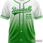 White & Green Baseball Jersey Tee for Men & Women - Personalize Your Stitched Design