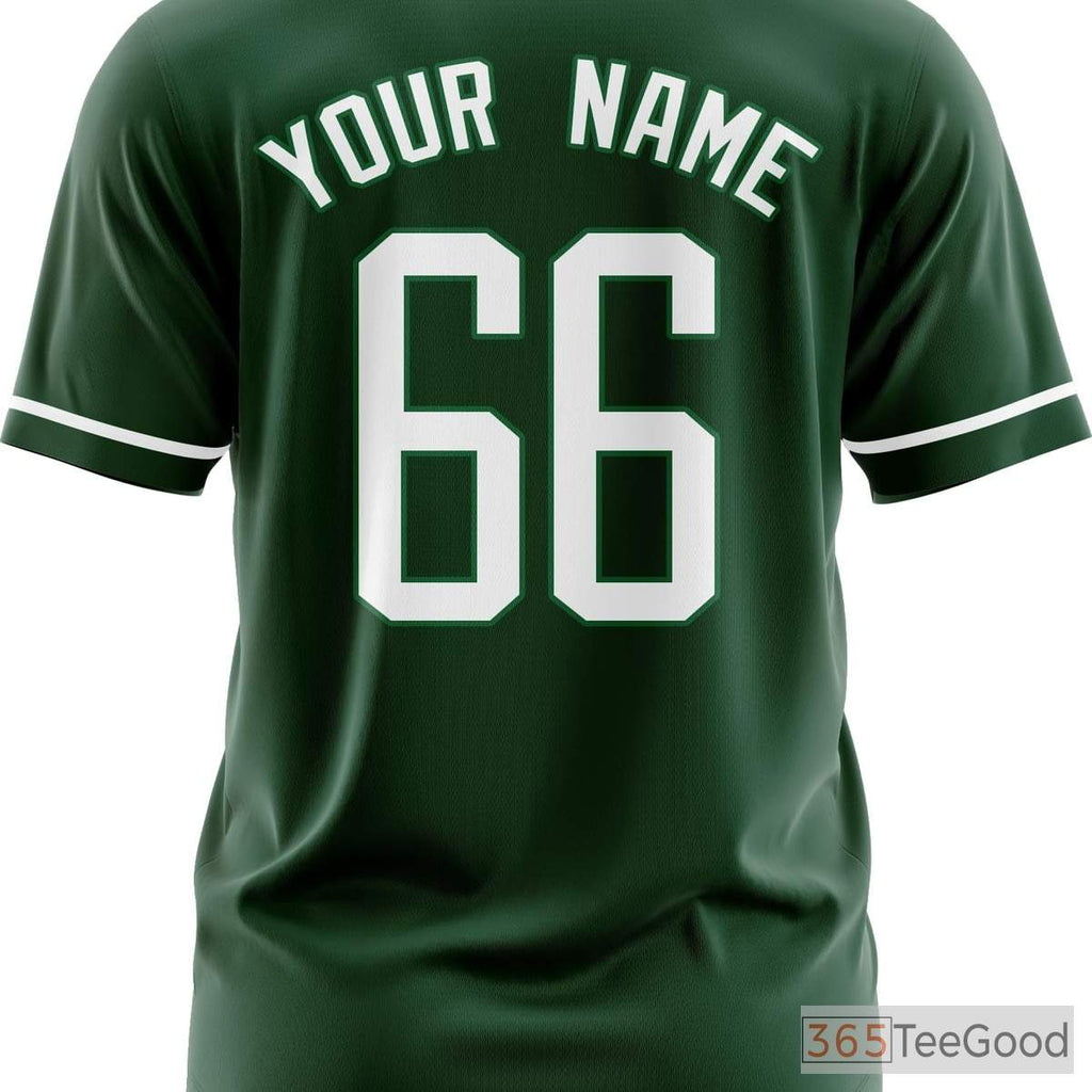 White & Green Baseball Jersey for Men & Women - Personalize Your Name, Number & Text