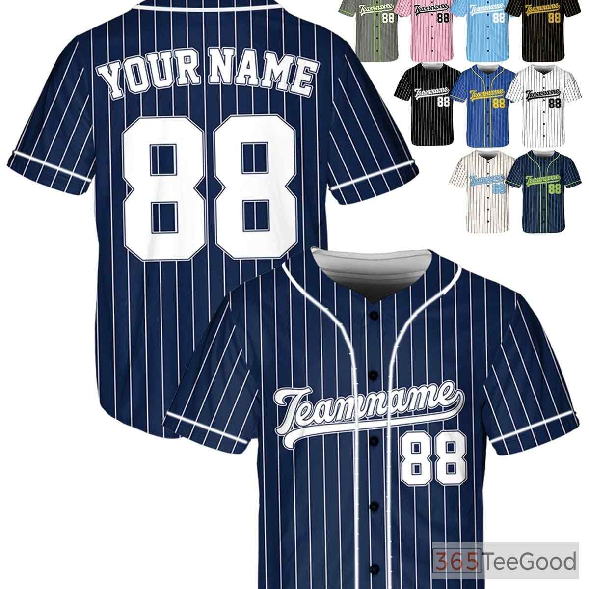 White & Navy Baseball Jersey Tee - Tailored with Your Custom Name, Number & Logo