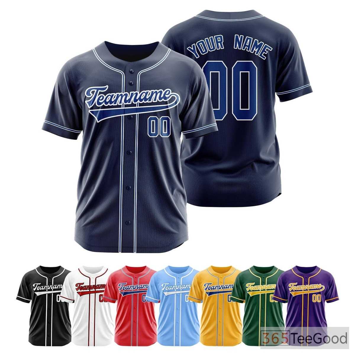 White & Navy Baseball Jersey Tee for Men & Women - Ready for Custom Name & Number