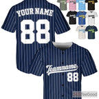 White & Navy Baseball Jersey Tee - Personalized with Custom Name, Number & Logo