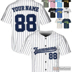 White & Navy Baseball Jersey Tee - Personalized Name, Number, and Logo Options