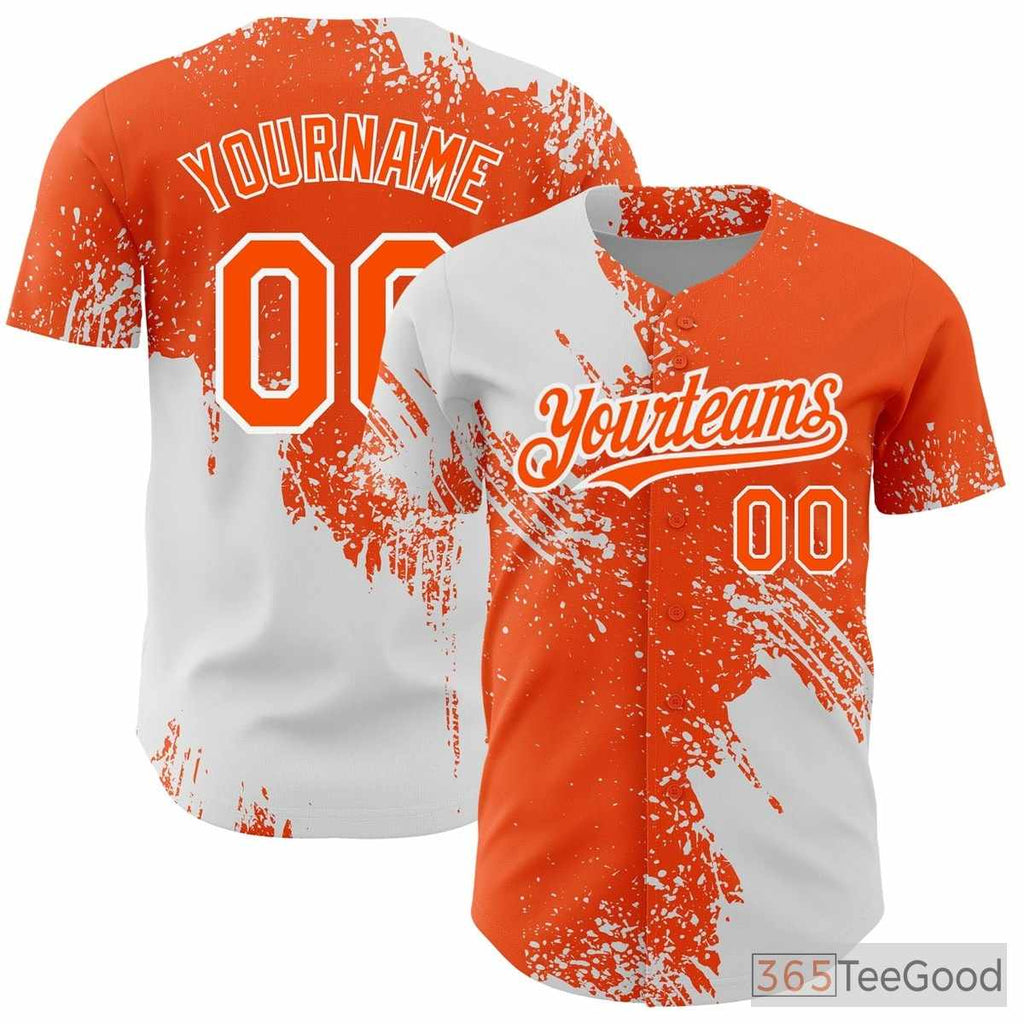 White & Orange Baseball Jersey Tee - Personalized with Stitched Name and Number