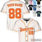 White & Orange Baseball Jersey for Men & Women - Personalize with Your Custom Text & Logo