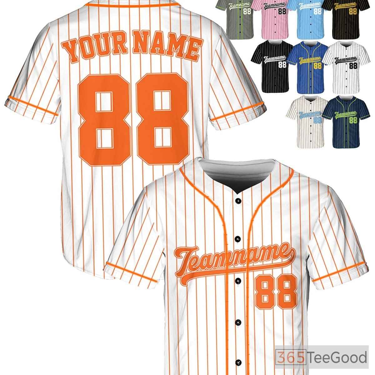 White & Orange Baseball Jersey for Men & Women - Personalize with Your Custom Text & Logo
