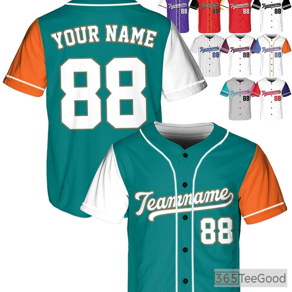 White & Orange Baseball Jersey Tee - Customize with Your Preferred Name, Number, or Logo
