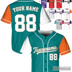 White & Orange Baseball Jersey Tee - Customize with Your Preferred Name, Number, or Logo