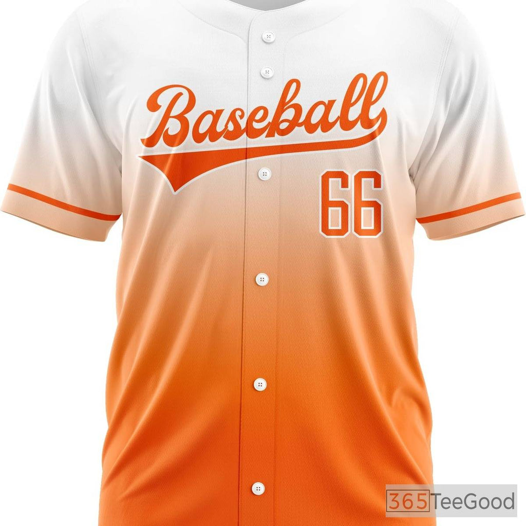 White & Orange Baseball Jersey Tee for Men & Women - Your Personalized Stitched Look