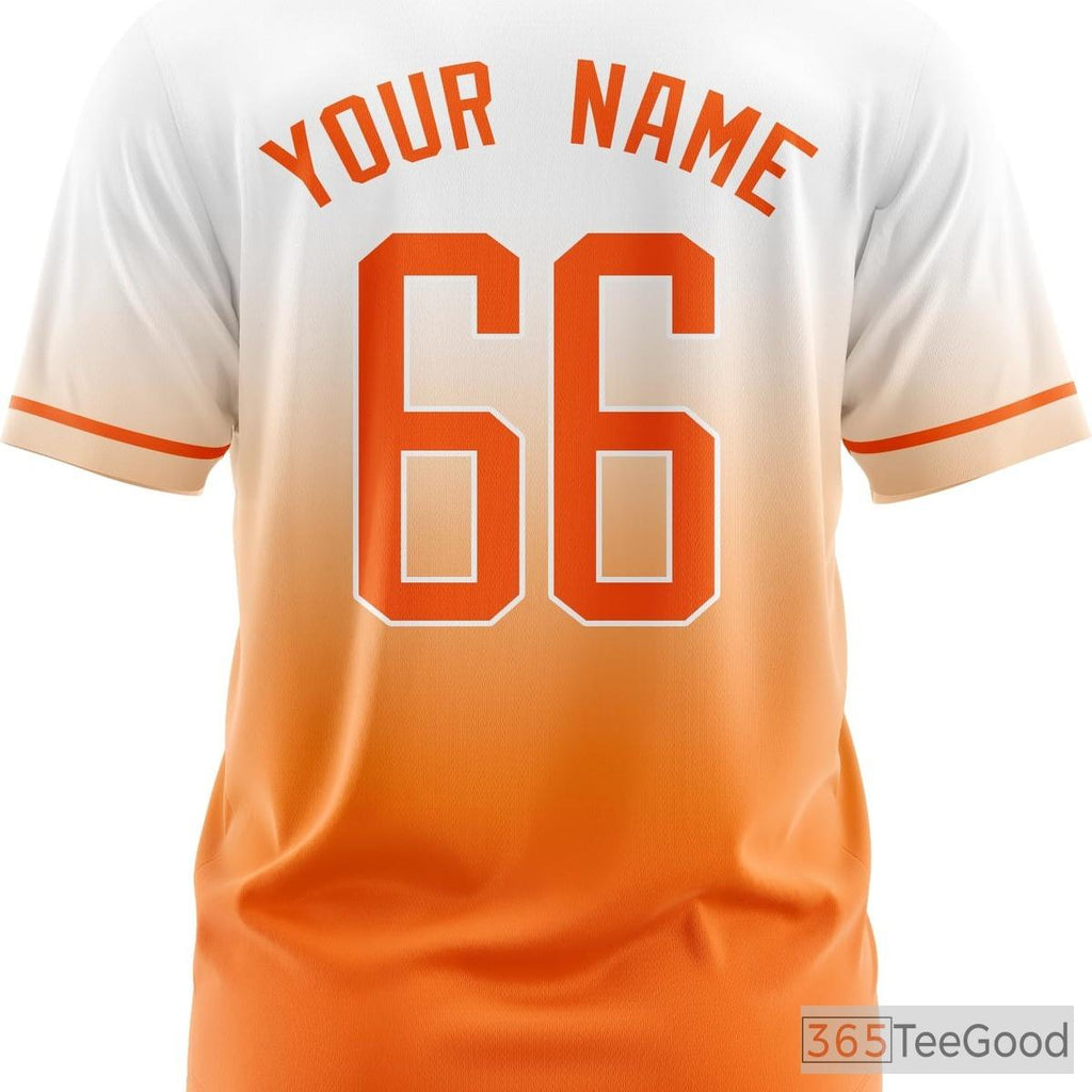 White & Orange Baseball Jersey Tee for Men & Women - Your Personalized Stitched Look