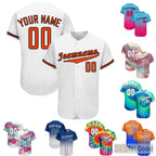 White & Orange Custom Baseball Jersey Tee Personalized Unisex Button Down Fan Shirt