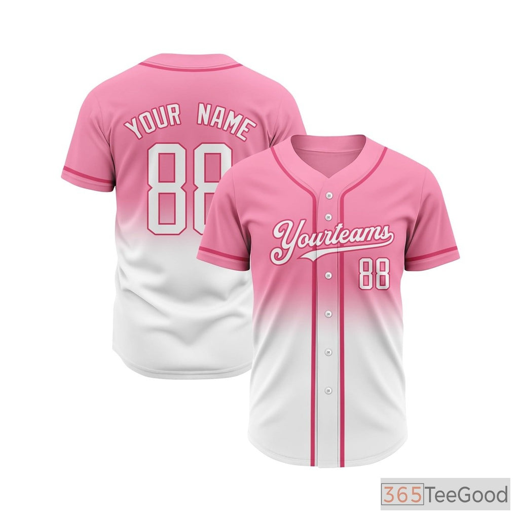 White & Pink Baseball Jersey Tee for Men & Women - Your canvas for custom designs