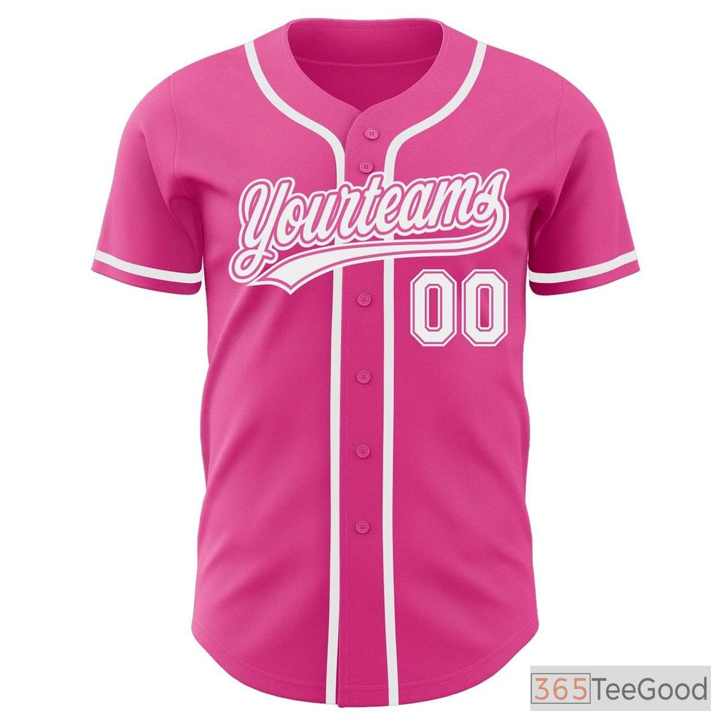 White & Pink Baseball Jersey Tee for Men & Women - Personalize Your Design
