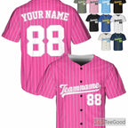 White & Pink Baseball Jersey Tee - Custom Stitched Name, Number, or Logo Options