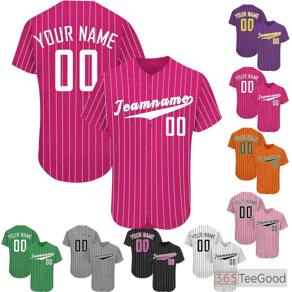 White & Pink Baseball Jersey Tee for Men & Women - Design Your Player & Team Look