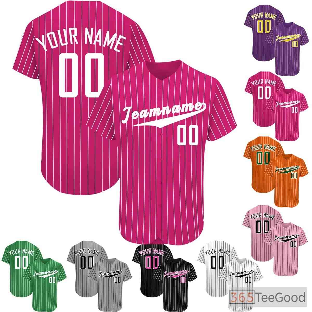 White & Pink Baseball Jersey Tee for Men & Women - Design Your Player & Team Look