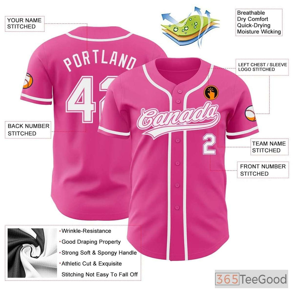 White & Pink Baseball Jersey Tee for Men & Women - Personalize Your Design