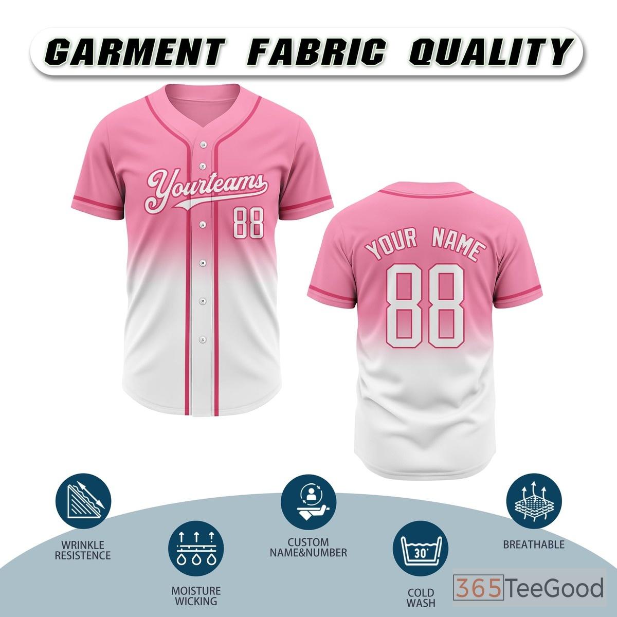 White & Pink Baseball Jersey Tee for Men & Women - Your canvas for custom designs