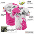 White & Pink Personalized Baseball Jersey Tee with Stitched Name & Number