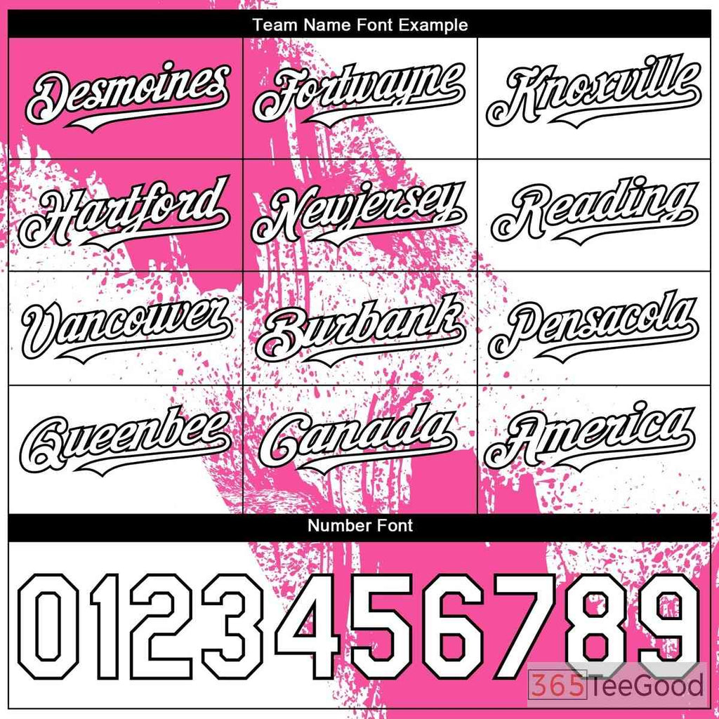 White & Pink Personalized Baseball Jersey Tee with Stitched Name & Number