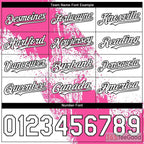White & Pink Personalized Baseball Jersey Tee with Stitched Name & Number
