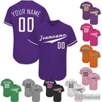 White & Purple Baseball Jersey Tee for Men & Women - Design Your Custom Name & Number