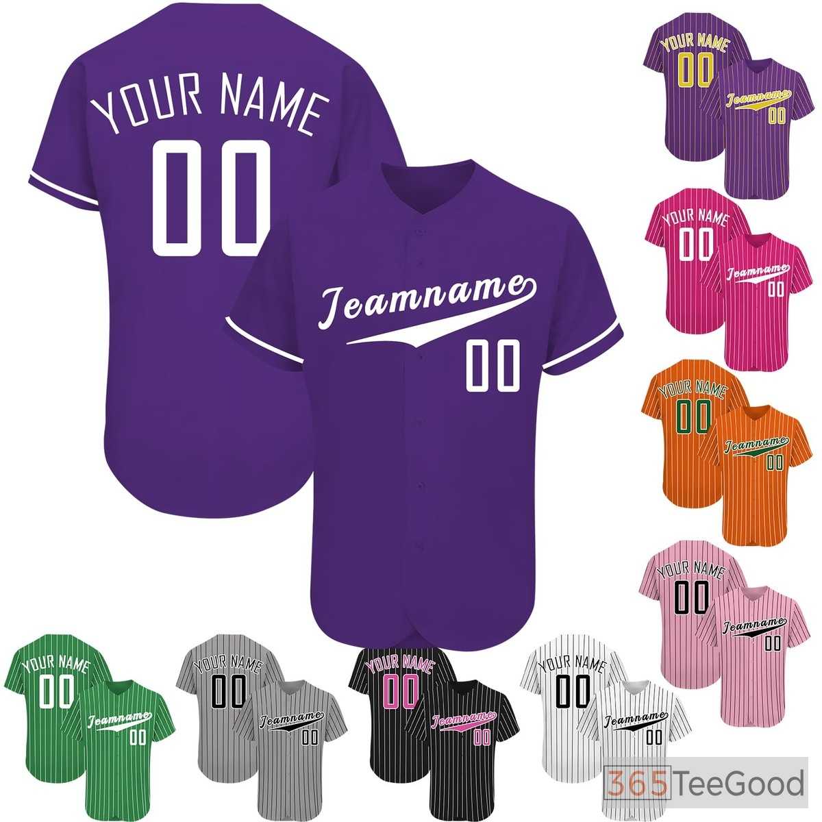 White & Purple Baseball Jersey Tee for Men & Women - Design Your Custom Name & Number
