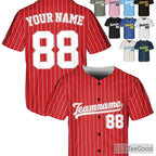 White & Red Baseball Jersey Tee - Add Your Own Stitched Name, Number & Logo