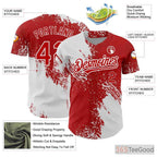 White & Red Baseball Jersey Tee - Custom Stitched Name & Number Details