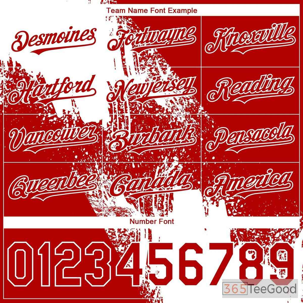 White & Red Baseball Jersey Tee - Custom Stitched Name & Number Details