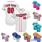 White & Red Custom Baseball Jersey Tee Personalized Name & Number Unisex Uniforms