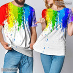 Pure White Minimalist Line Art Graphic 3D Printed Casual Unisex T-Shirt Tops