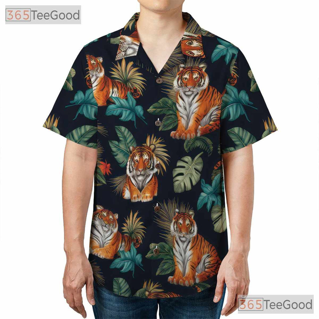 Wild Tiger Tropical Jungle Animal Hawaiian Tee Unisex Men Women Summer Outfit