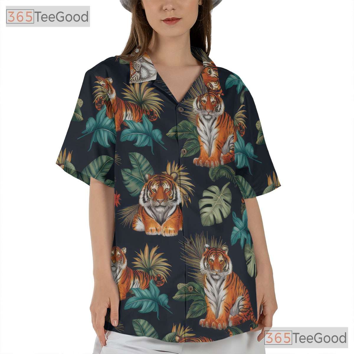 Wild Tiger Tropical Jungle Animal Hawaiian Tee Unisex Men Women Summer Outfit