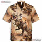 Wild West Dinosaur Riding Cowboy Hawaiian Shirt Unisex Men Women Summer Outfit