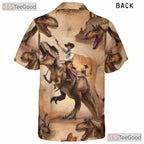 Wild West Dinosaur Riding Cowboy Hawaiian Shirt Unisex Men Women Summer Outfit