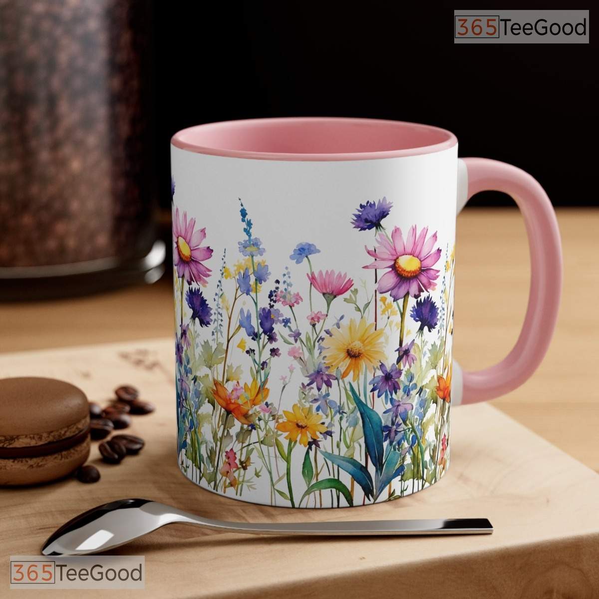 Wildflower Watercolor Floral Ceramic Tea Cup - Elegant Botanical Design Aesthetic Accent Mug
