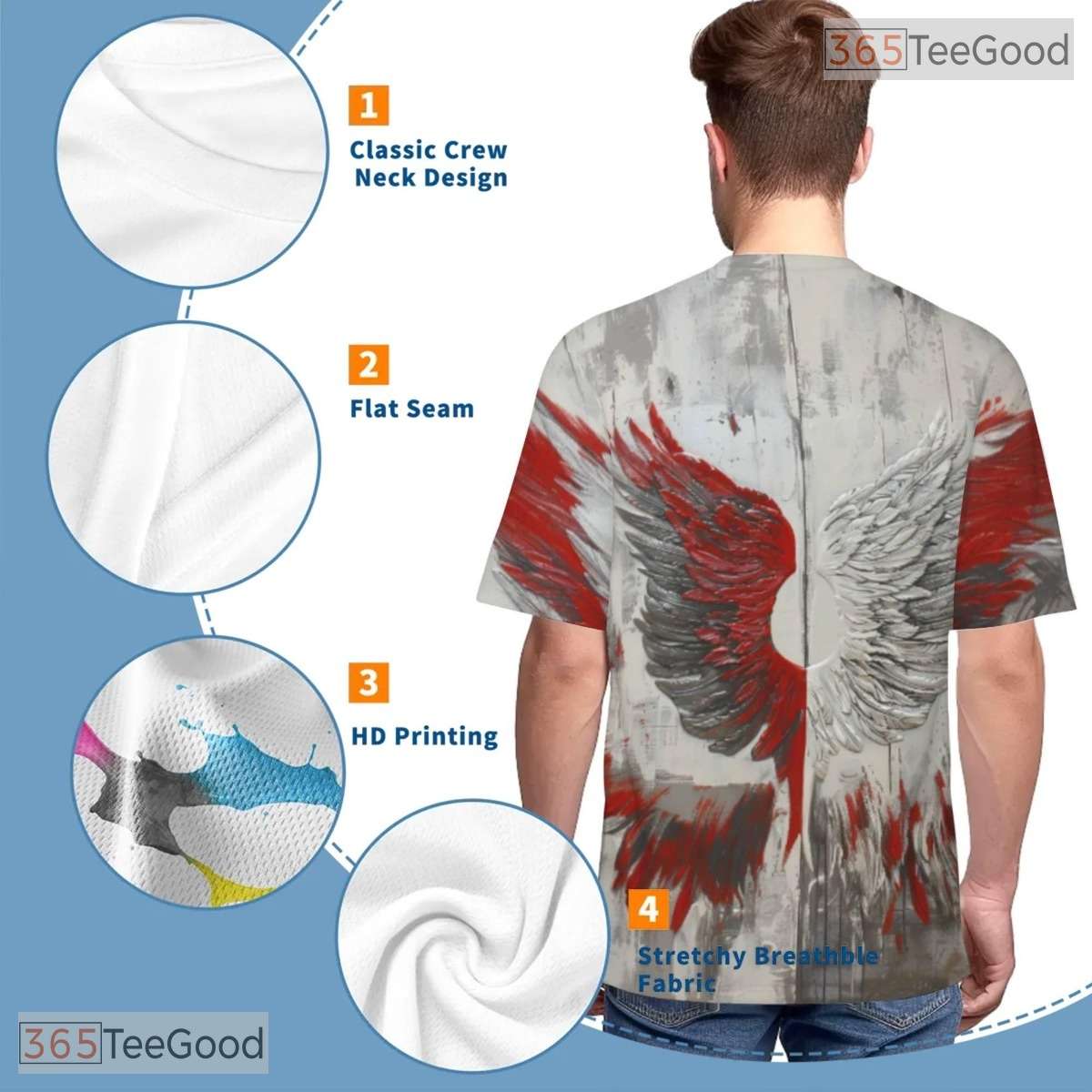 Angel Wings Fantasy Graphic Art 3D Pattern Printed Casual Unisex Tee Shirt Tops