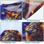 Wild Wolf And American Flag 3D Pattern Printed Casual Unisex Tee Shirt Tops Style