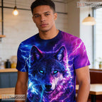Fierce Wolf Lightning Storm Graphic Art 3D Printed Casual Unisex T-Shirt Top