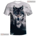 Wild Wolf Print American Eagle Flag 3D Graphic Printed Casual Unisex Tee Shirt