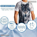 Wild Wolf Print American Eagle Flag 3D Graphic Printed Casual Unisex Tee Shirt