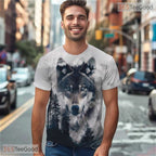 Wild Wolf Print American Eagle Flag 3D Graphic Printed Casual Unisex Tee Shirt