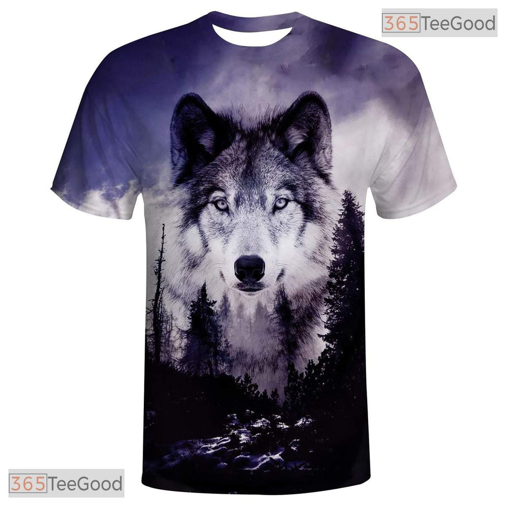 Wild Wolf Print Basketball Graphic 3D Printed Short Sleeve Unisex Tee Shirt Styles