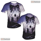 Wild Wolf Print Basketball Graphic 3D Printed Short Sleeve Unisex Tee Shirt Styles