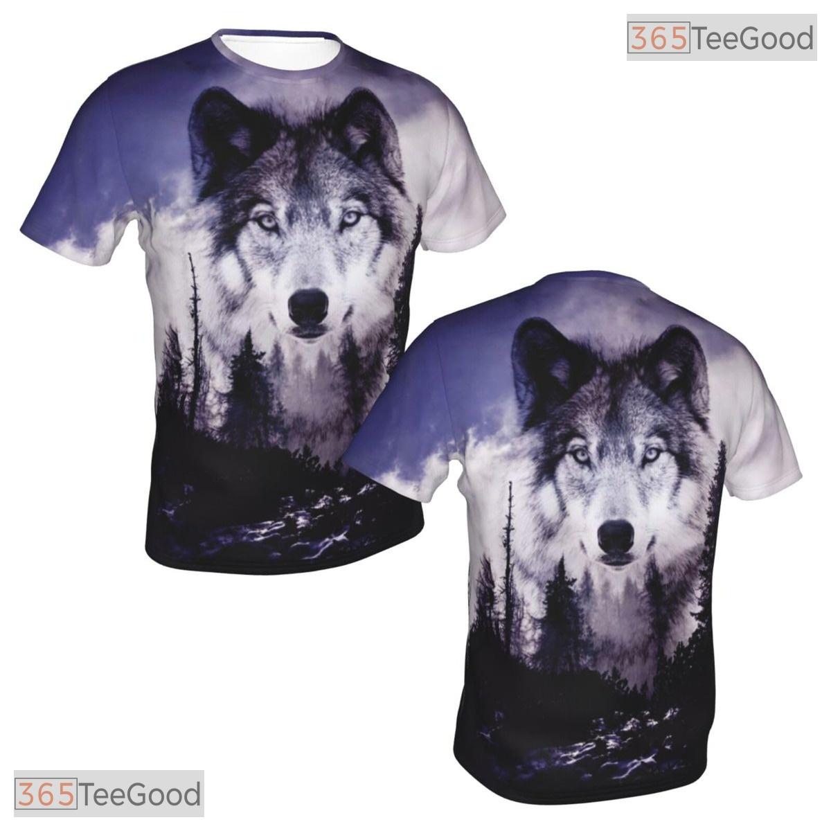 Wild Wolf Print Basketball Graphic 3D Printed Short Sleeve Unisex Tee Shirt Styles